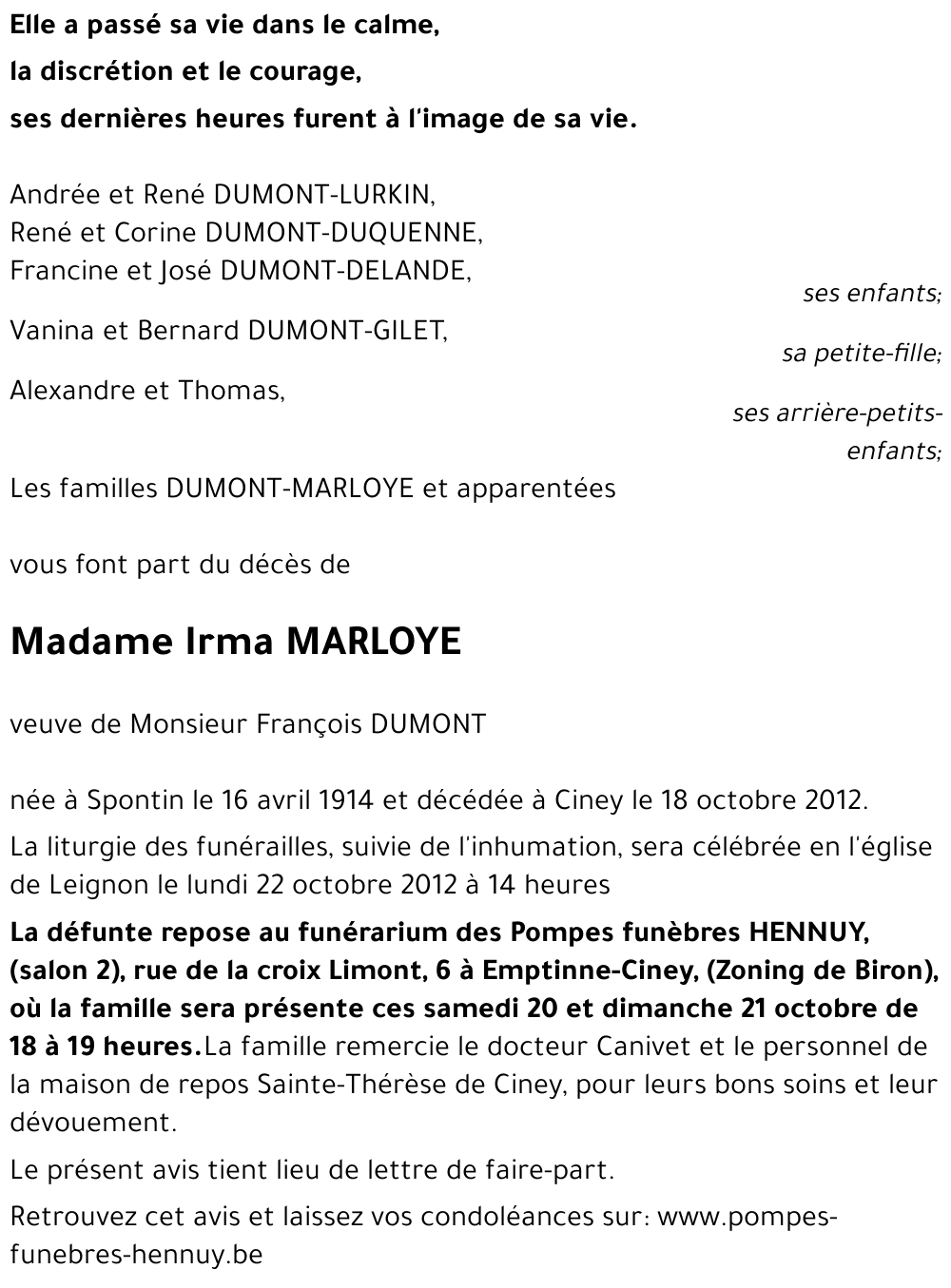 Irma MARLOYE