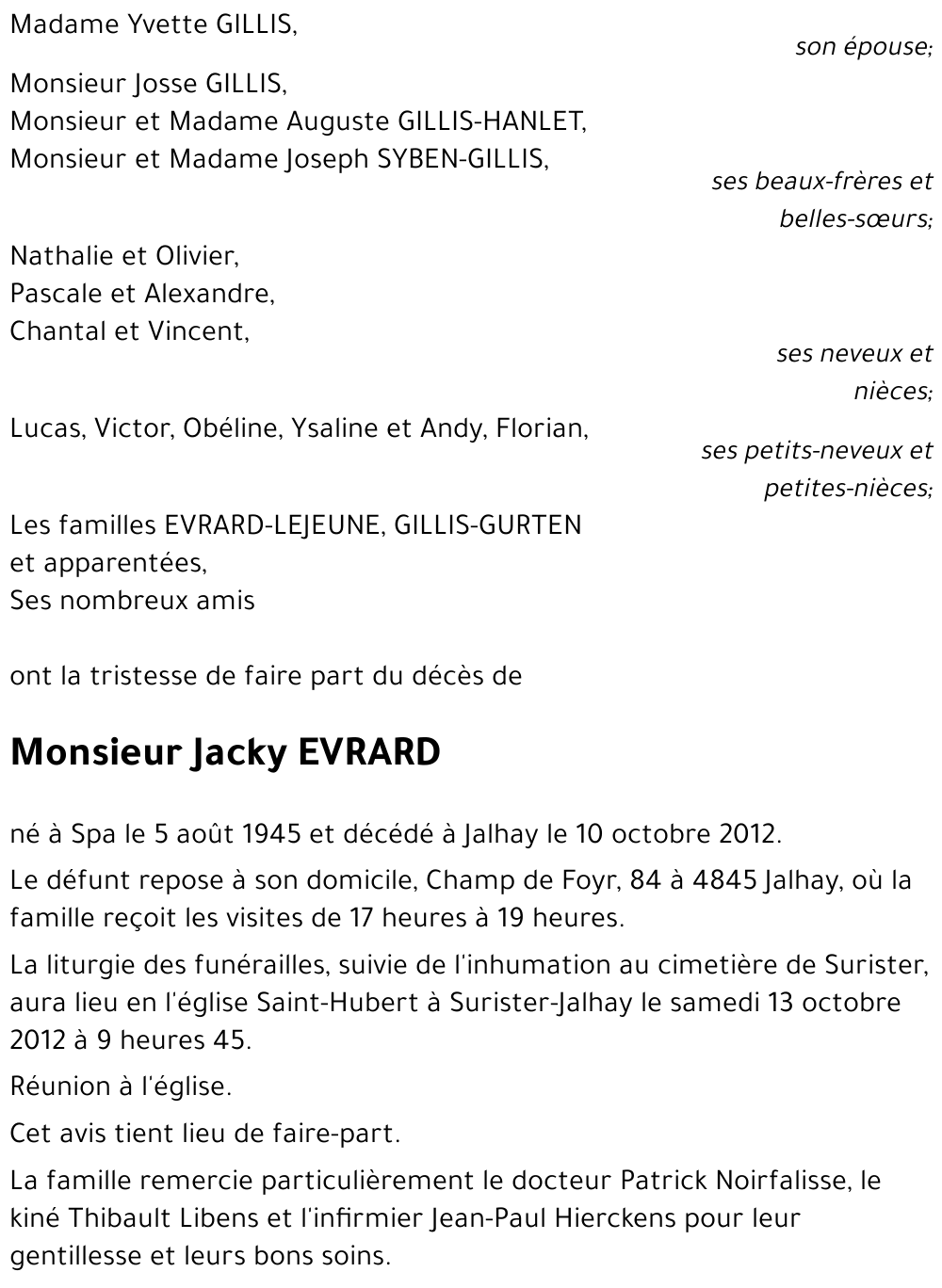 Jacky EVRARD