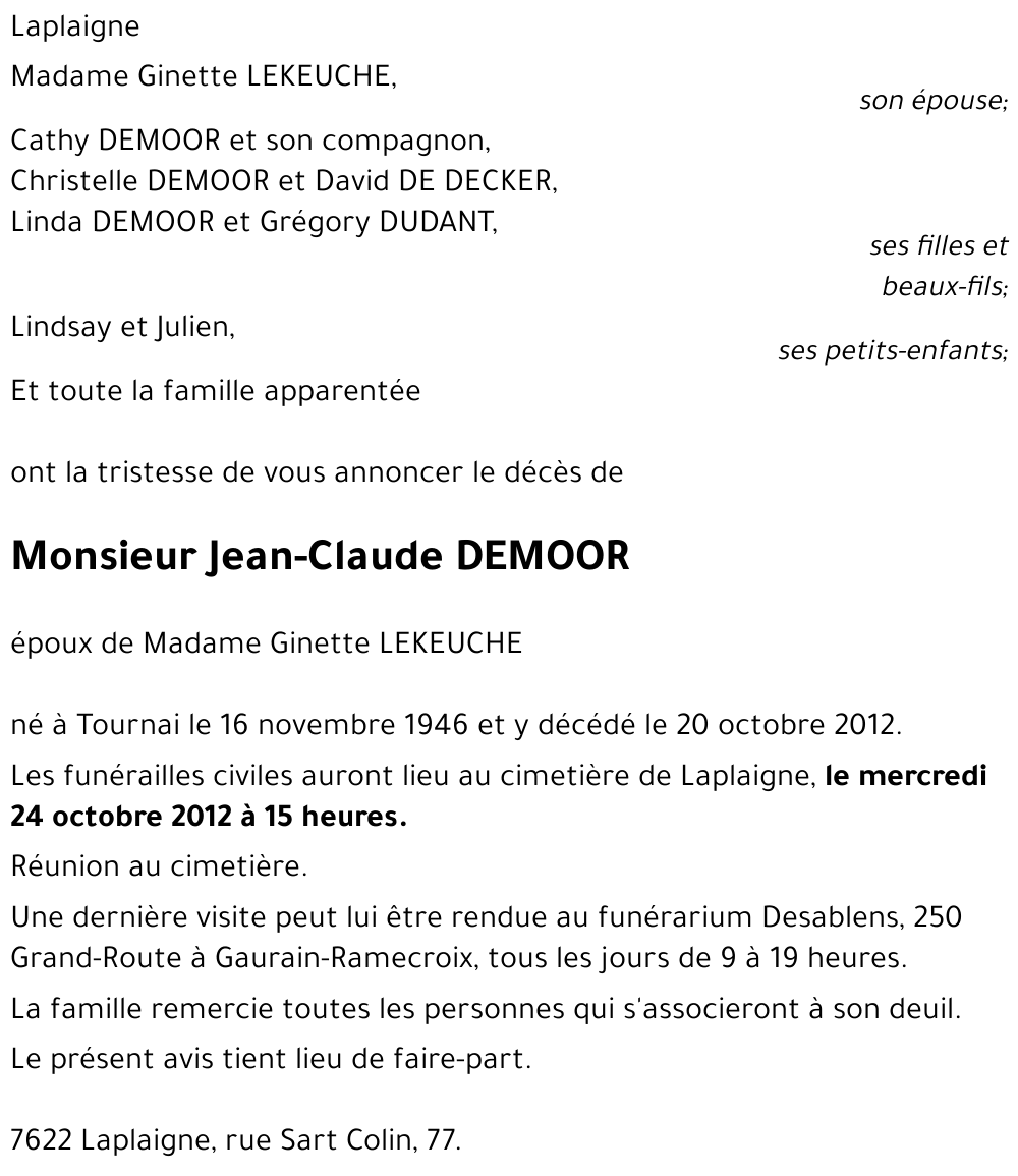 Jean-Claude DEMOOR