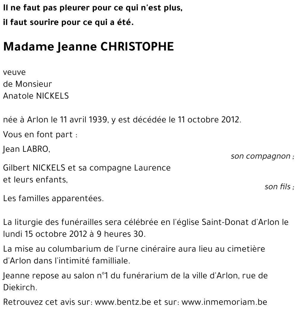 Jeanne CHRISTOPHE