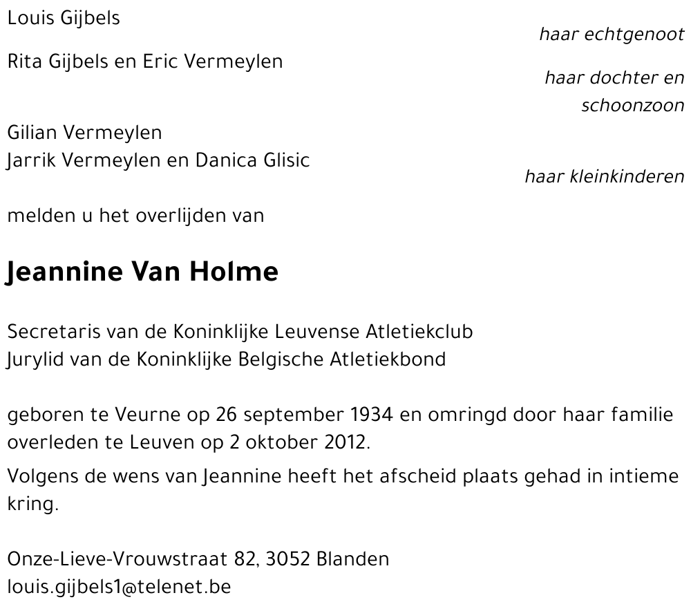 Jeannine Van Holme