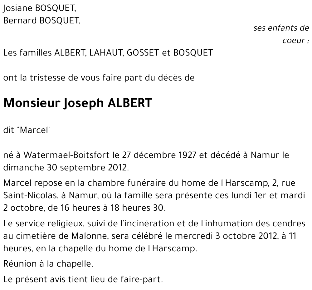 Joseph ALBERT