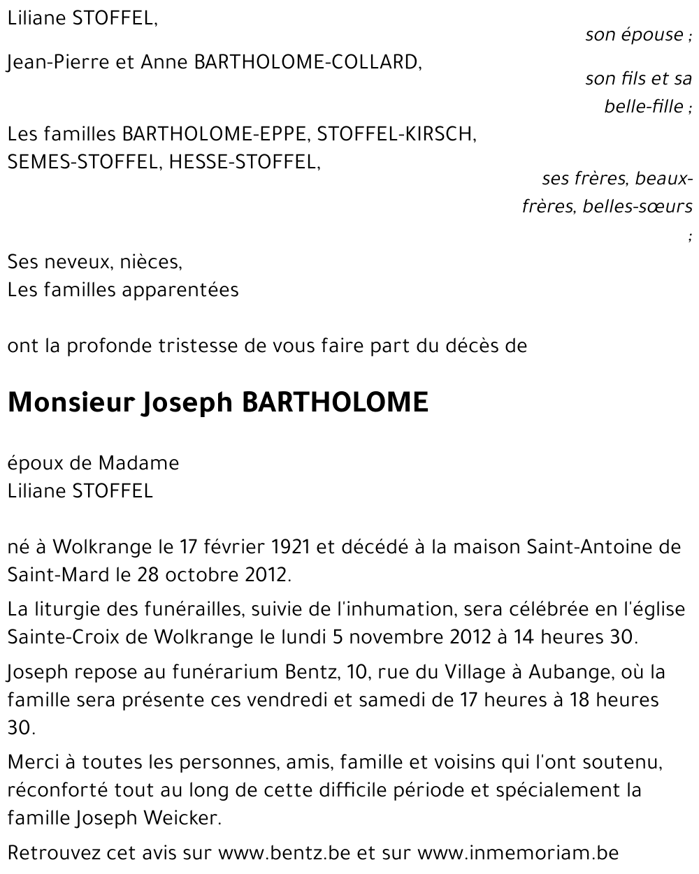 Joseph BARTHOLOME