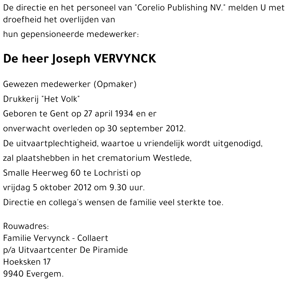 Joseph VERVYNCK