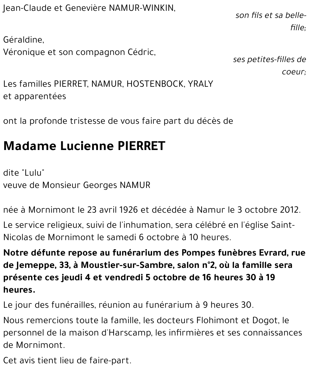 Lucienne PIERRET