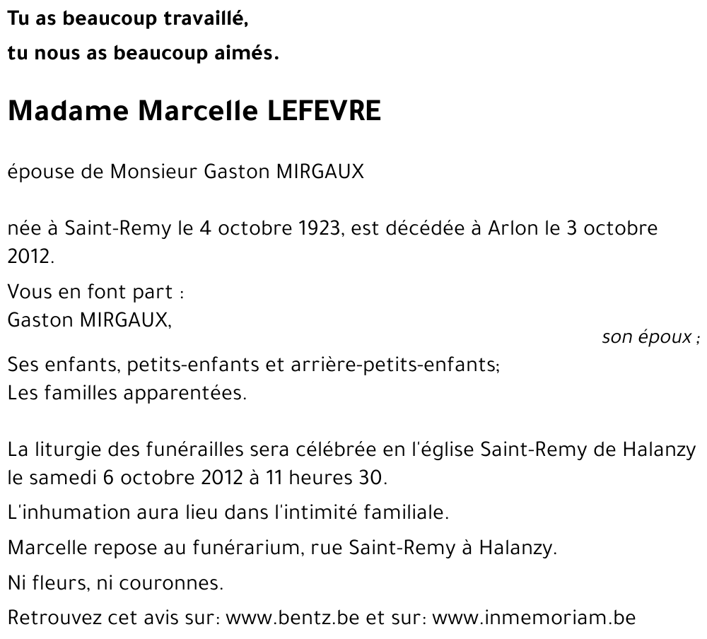 Marcelle LEFEVRE