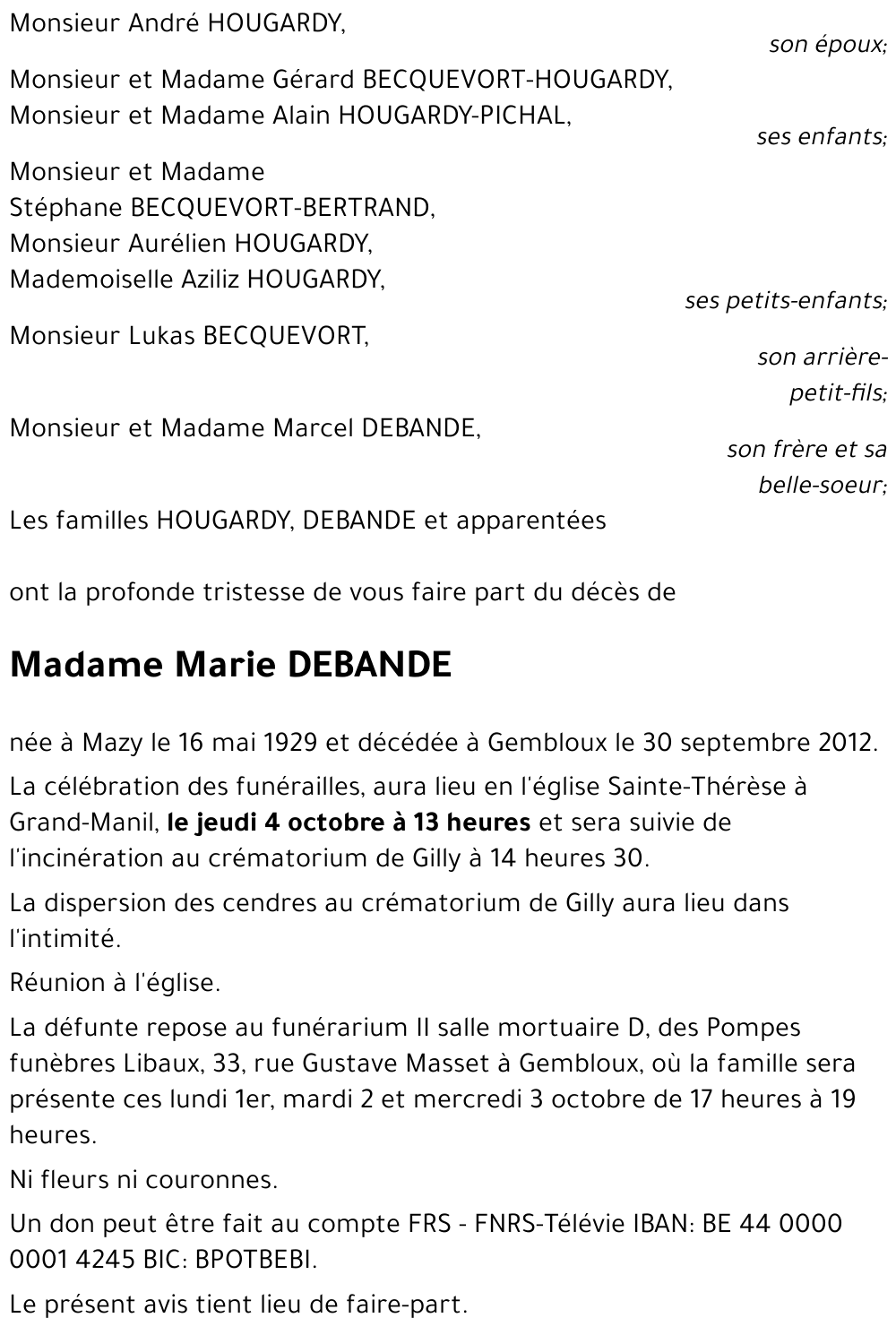 Marie DEBANDE