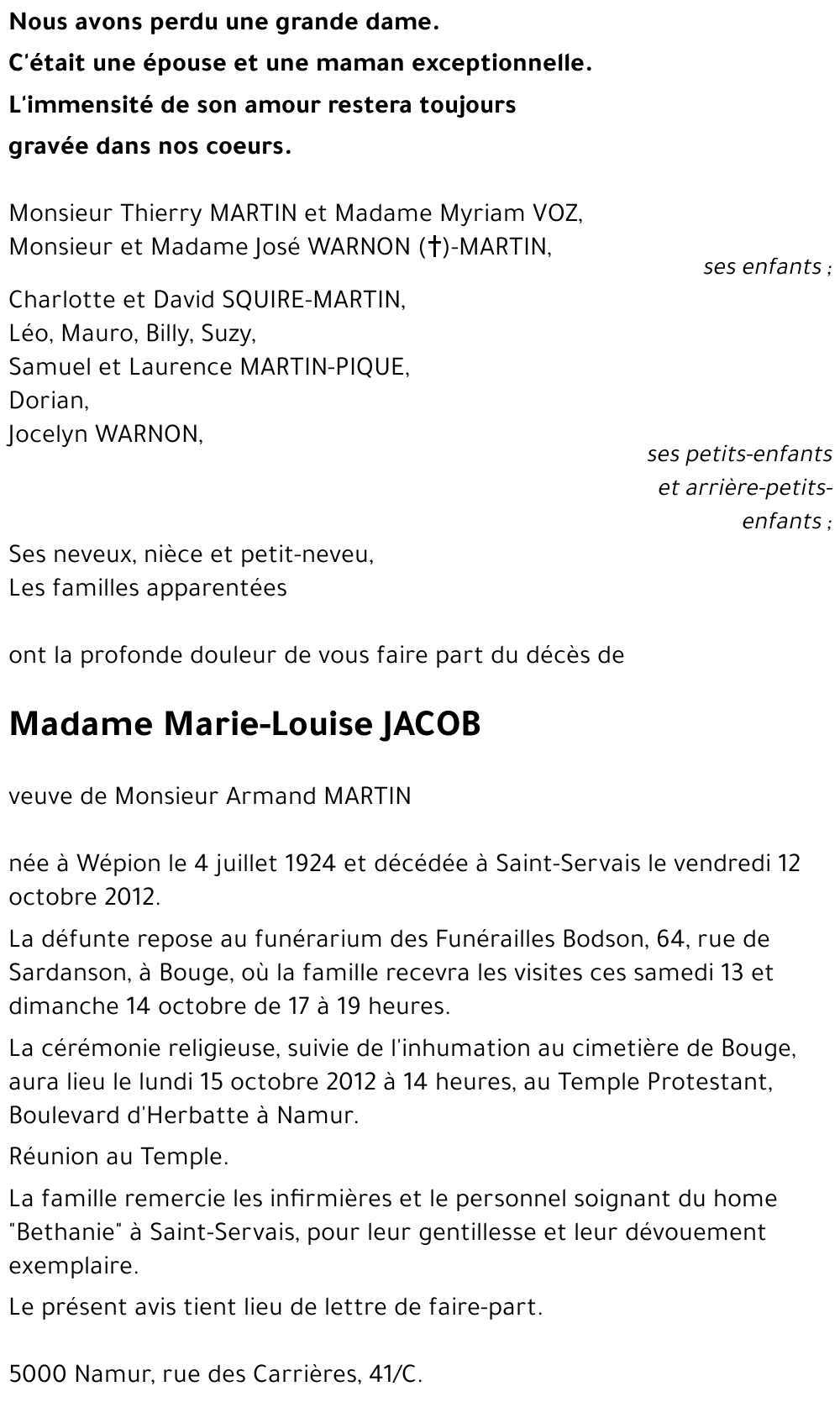 Marie-Louise JACOB