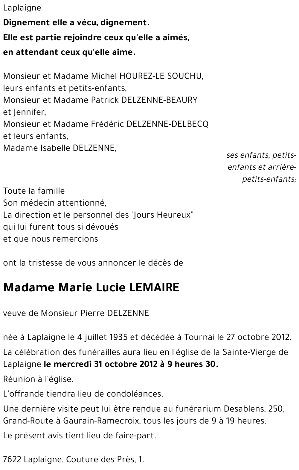 Marie Lucie LEMAIRE