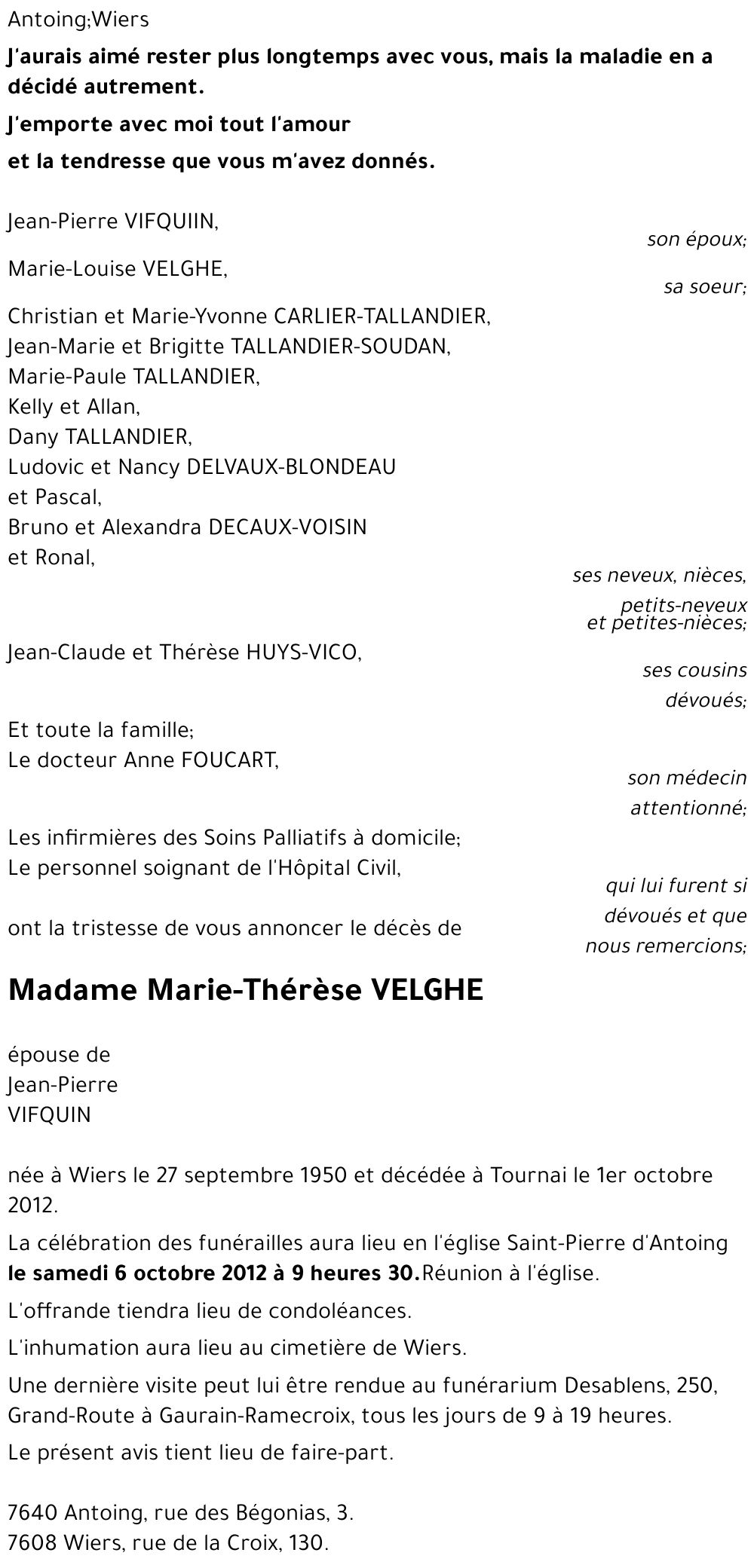 Marie-Thérèse VELGHE