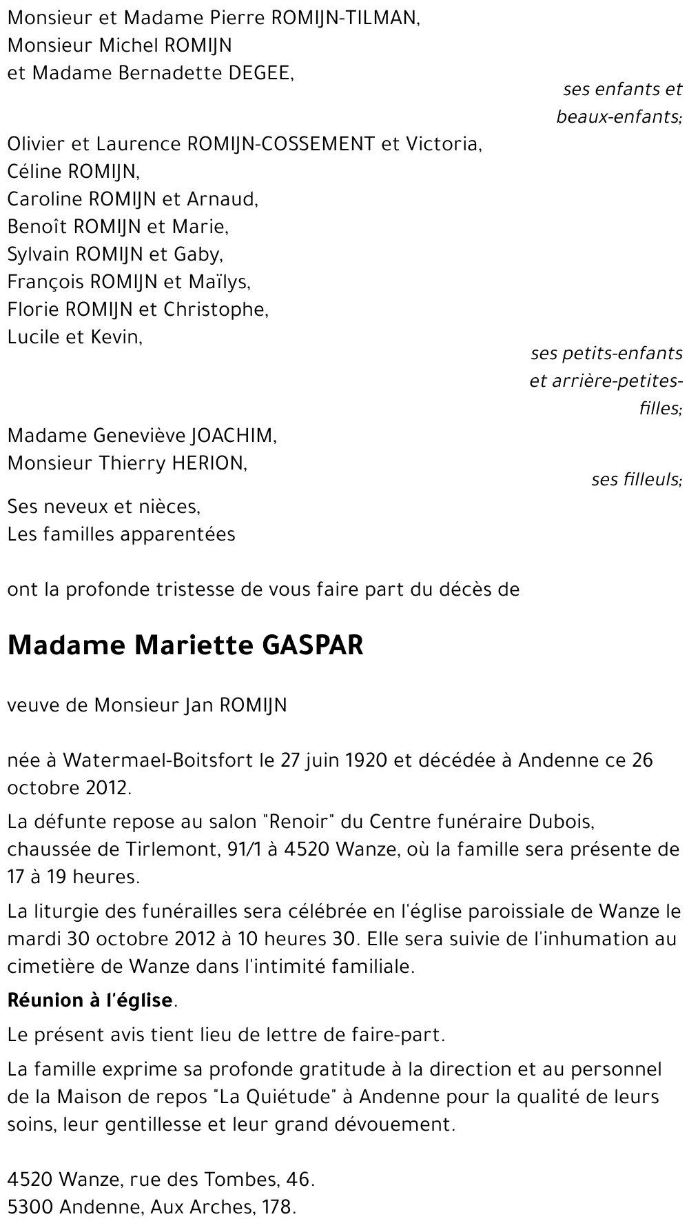 Mariette GASPAR
