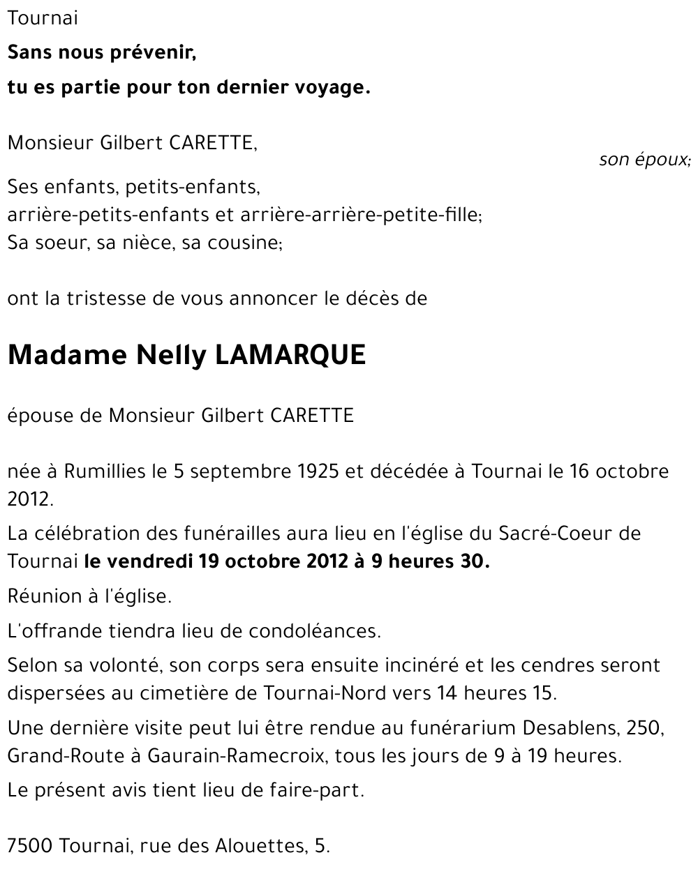 Nelly LAMARQUE