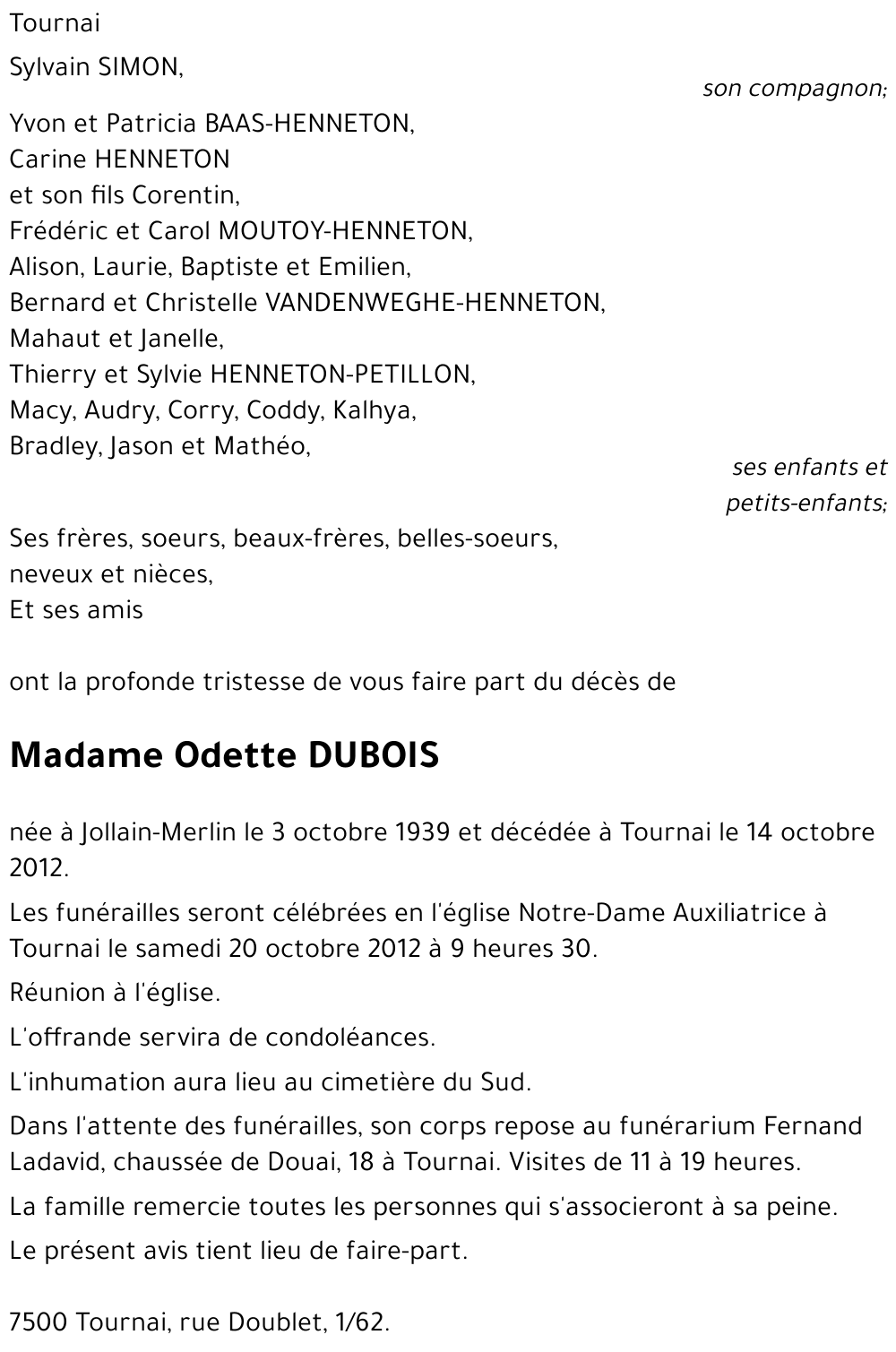 Odette DUBOIS