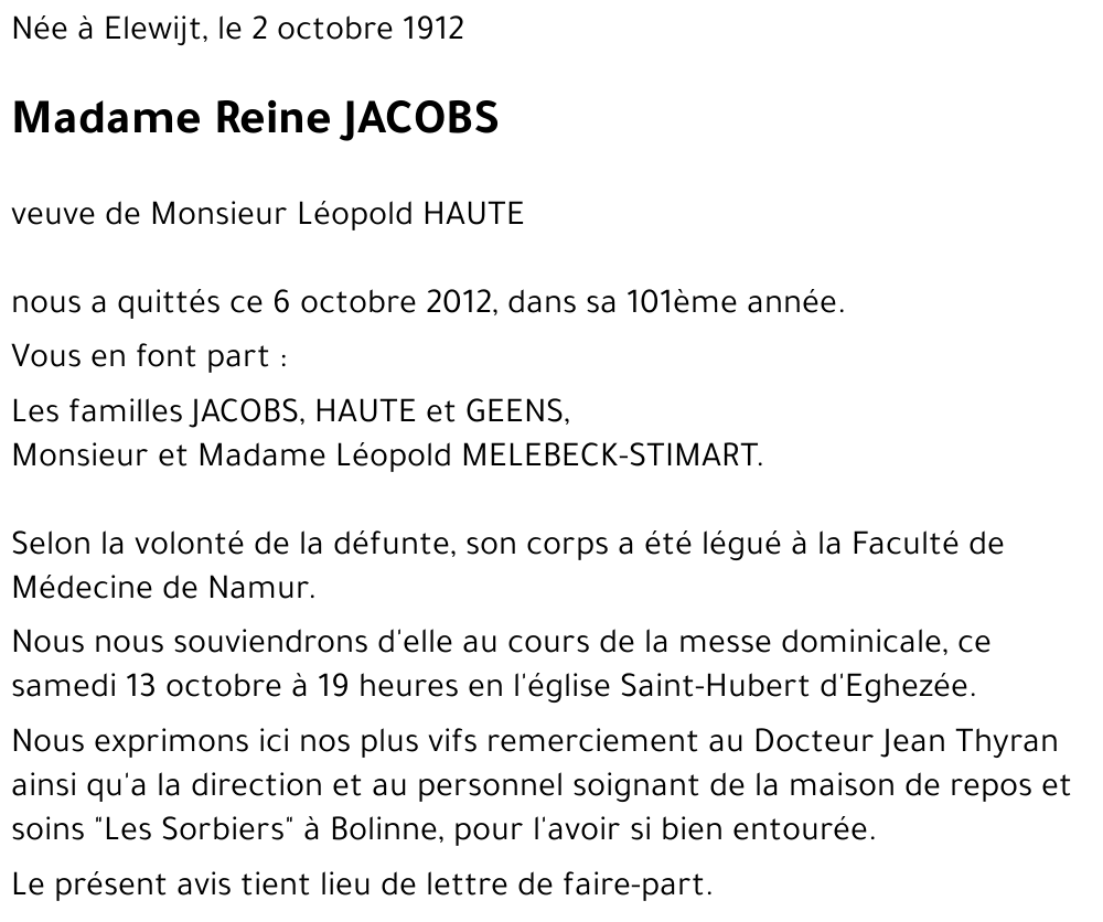 Reine JACOBS