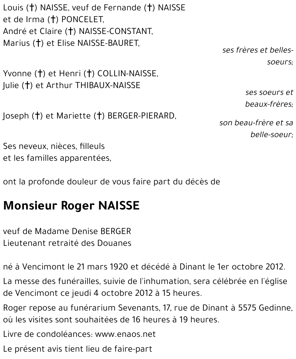 Roger NAISSE