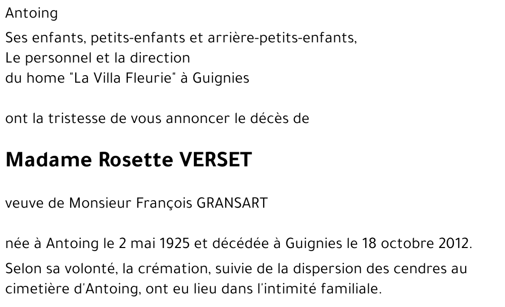 Rosette VERSET