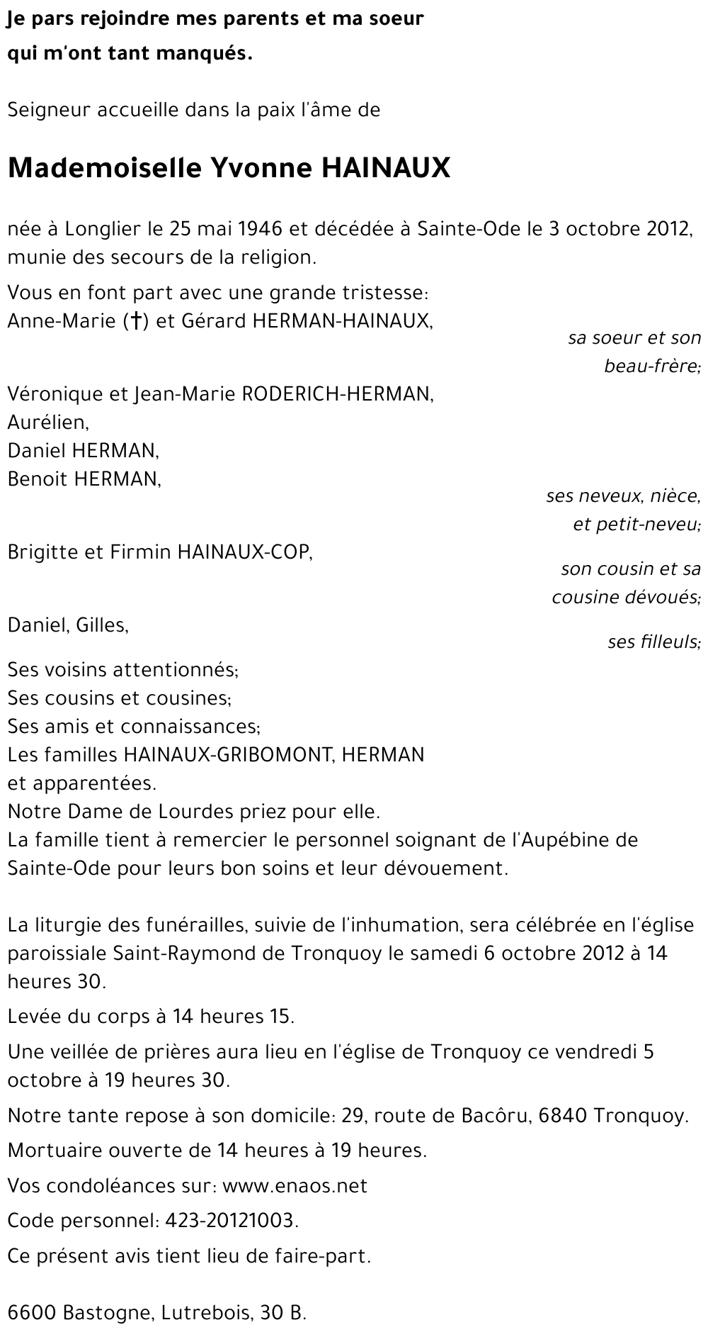 Yvonne HAINAUX