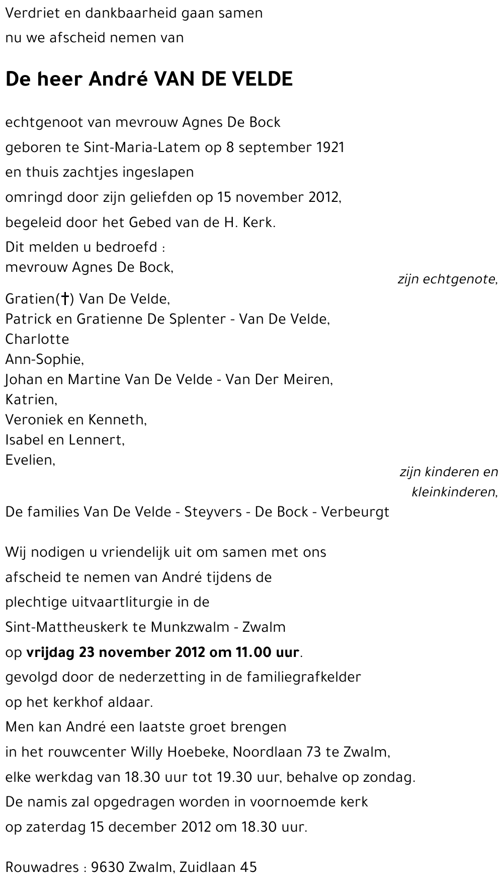 André VAN DE VELDE