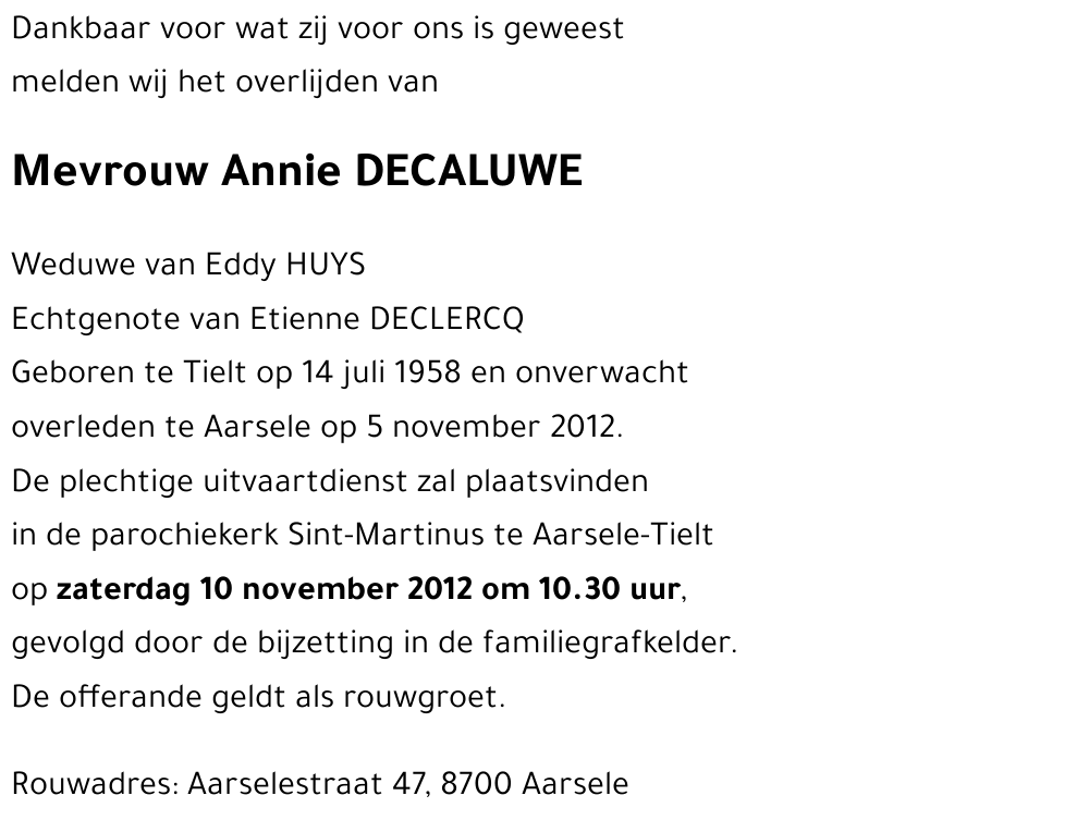 Annie DECALUWE