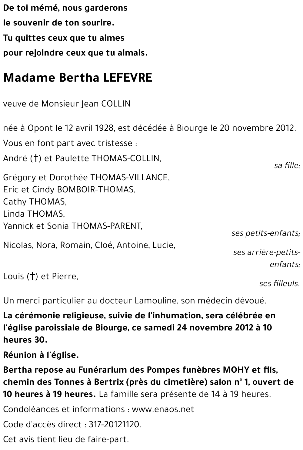 Bertha LEFEVRE