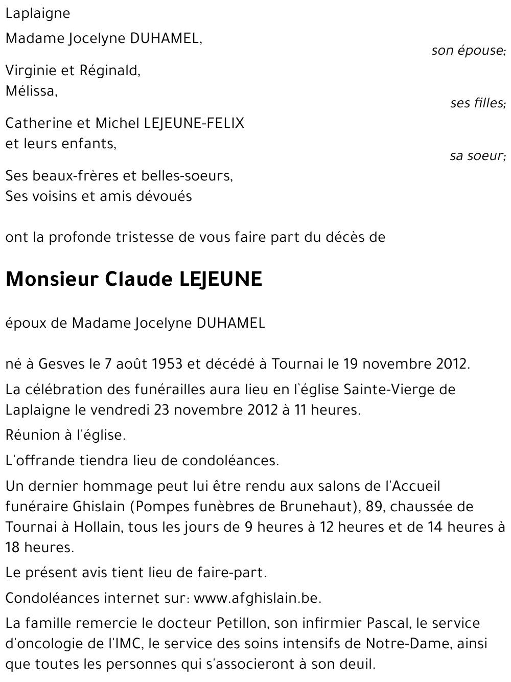 Claude LEJEUNE