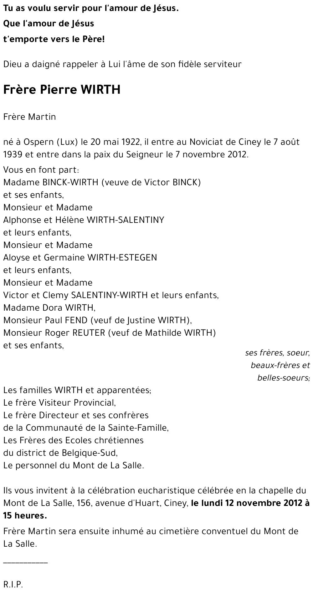 Frère Pierre WIRTH
