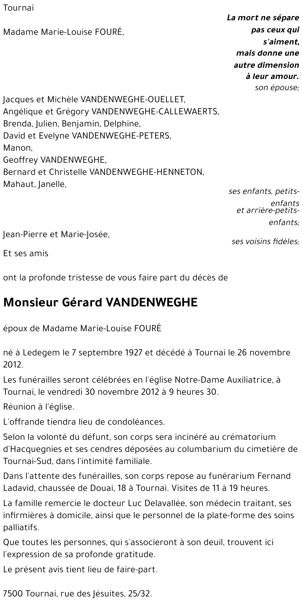 Gérard VANDENWEGHE