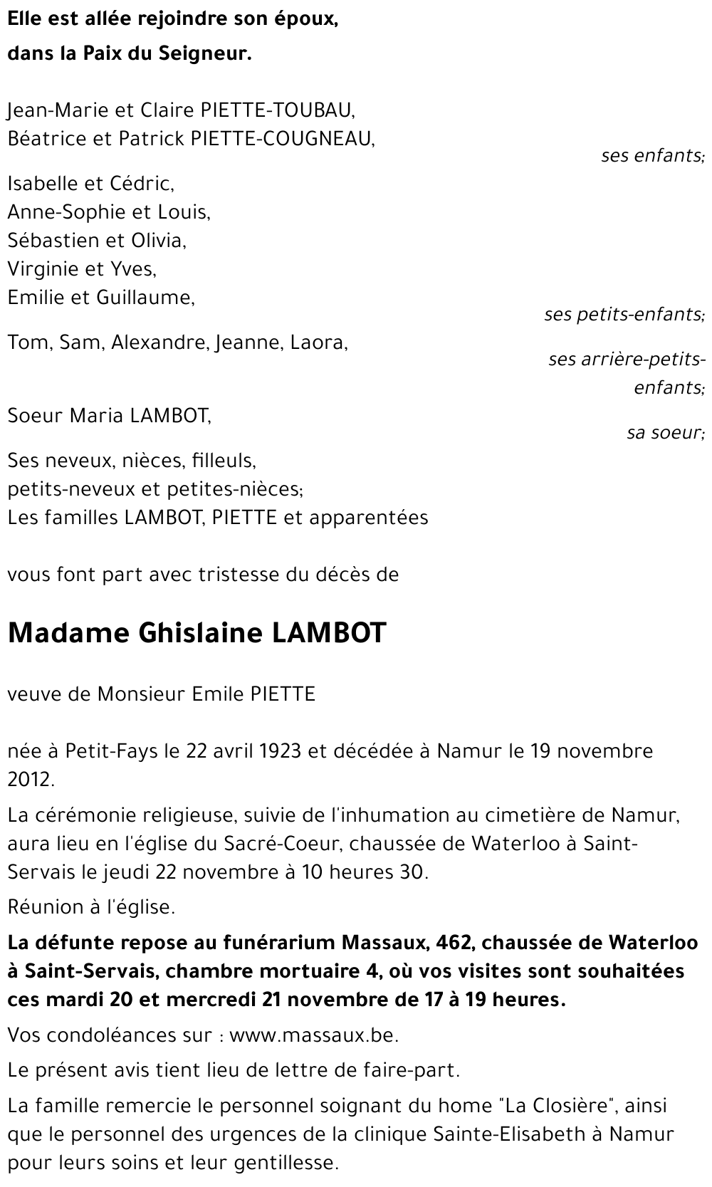 Ghislaine LAMBOT