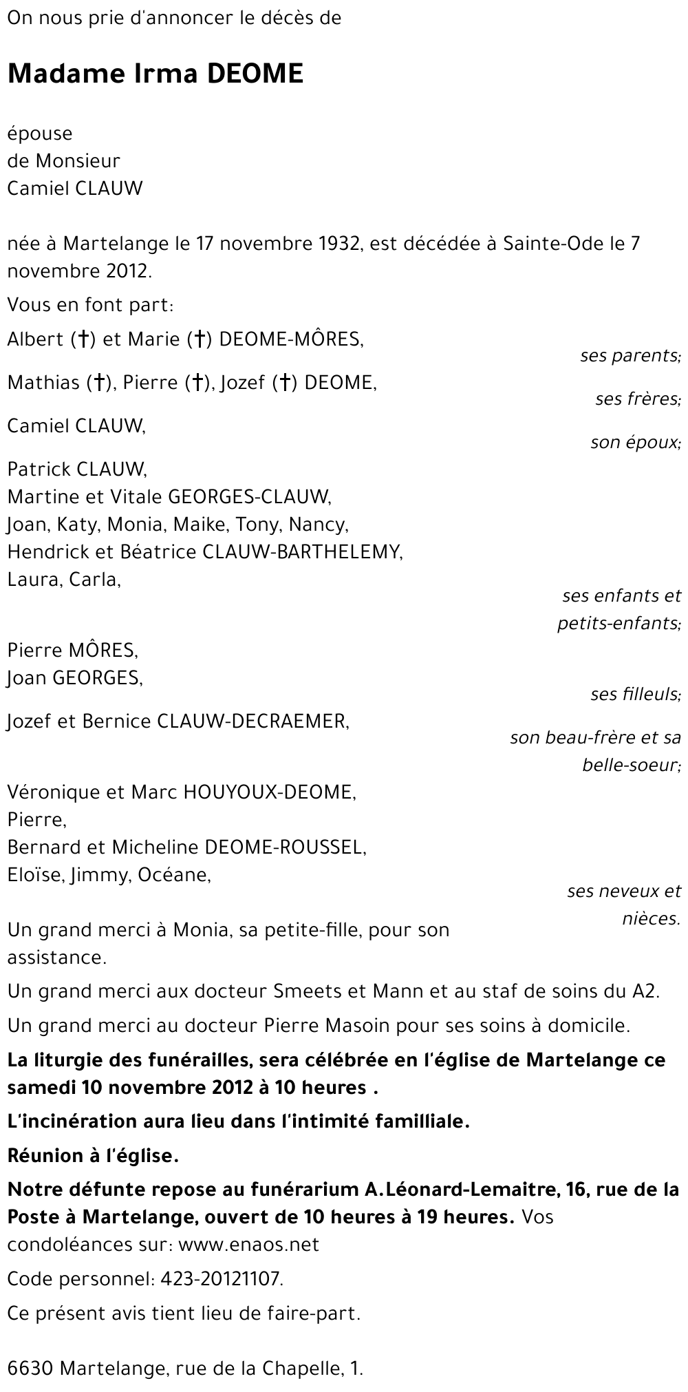 Irma DEOME