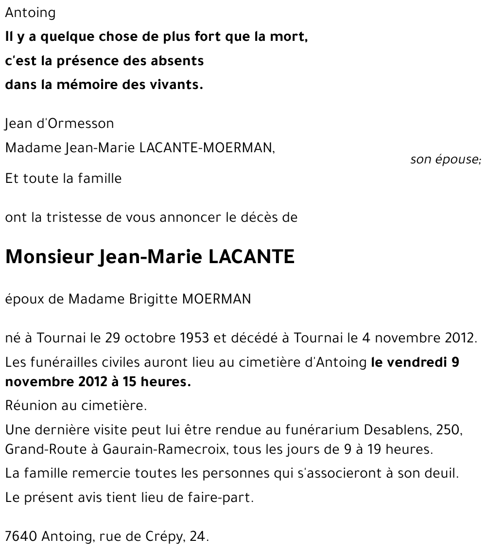 Jean-Marie LACANTE