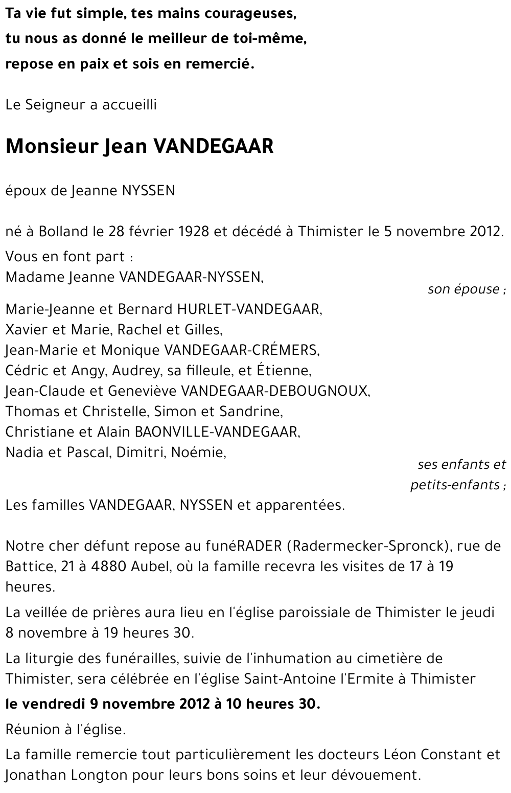 Jean VANDEGAAR