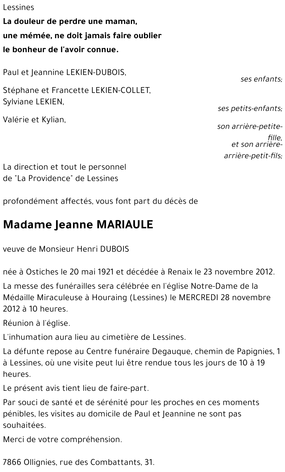Jeanne MARIAULE