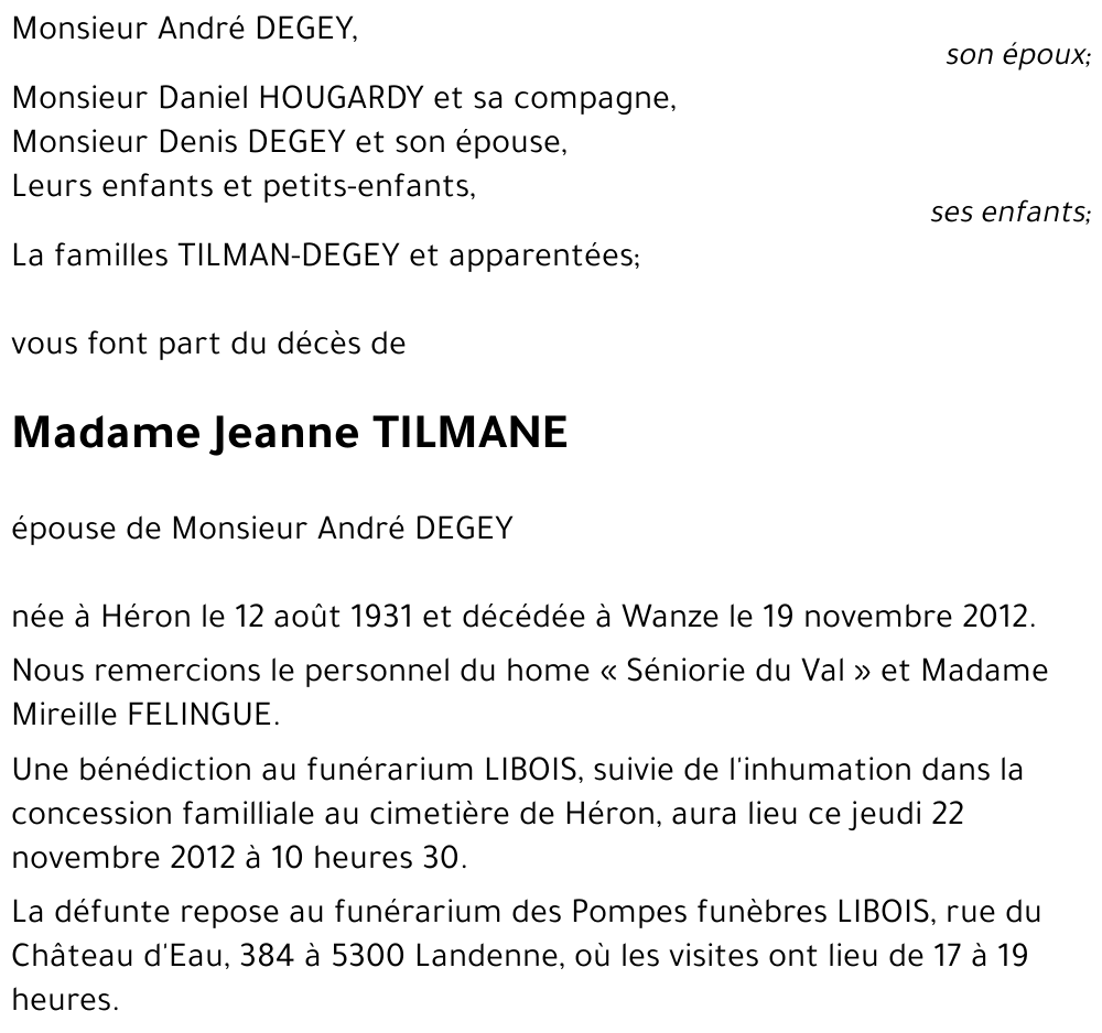 Jeanne TILMANE