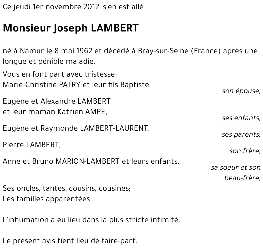 Joseph LAMBERT