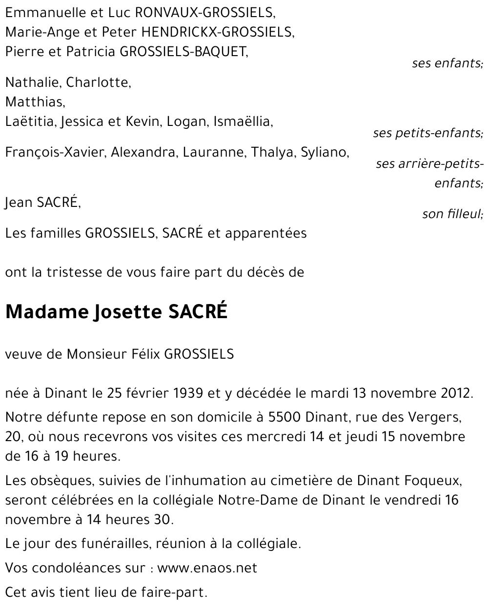 Josette SACRÉ