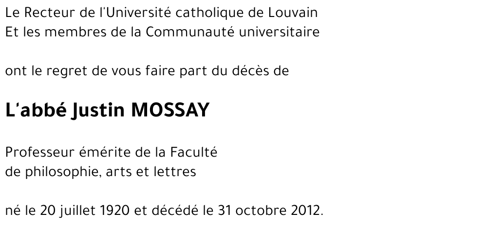 l'abbé Justin MOSSAY