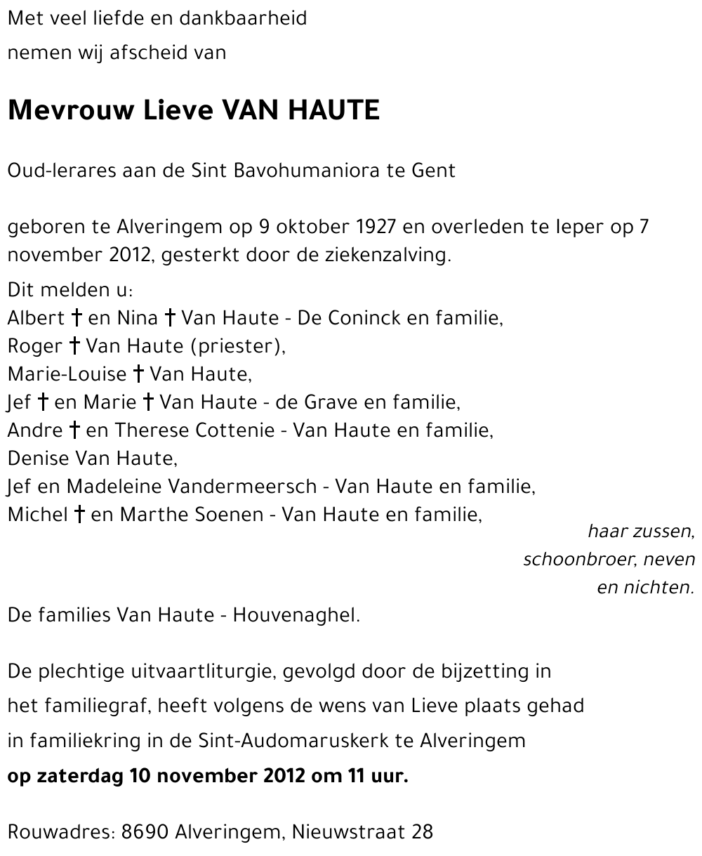 Lieve VAN HAUTE