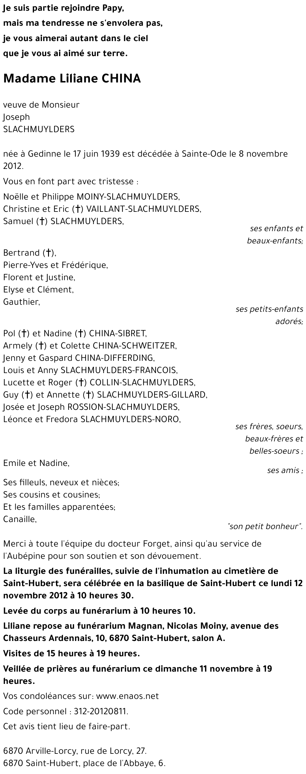 Liliane CHINA