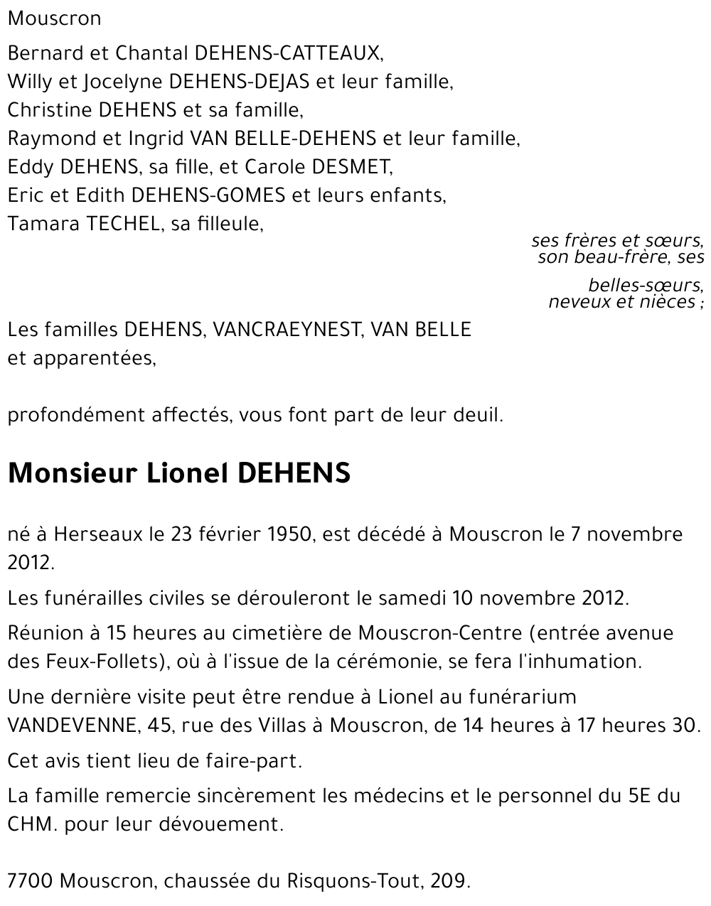 Lionel DEHENS