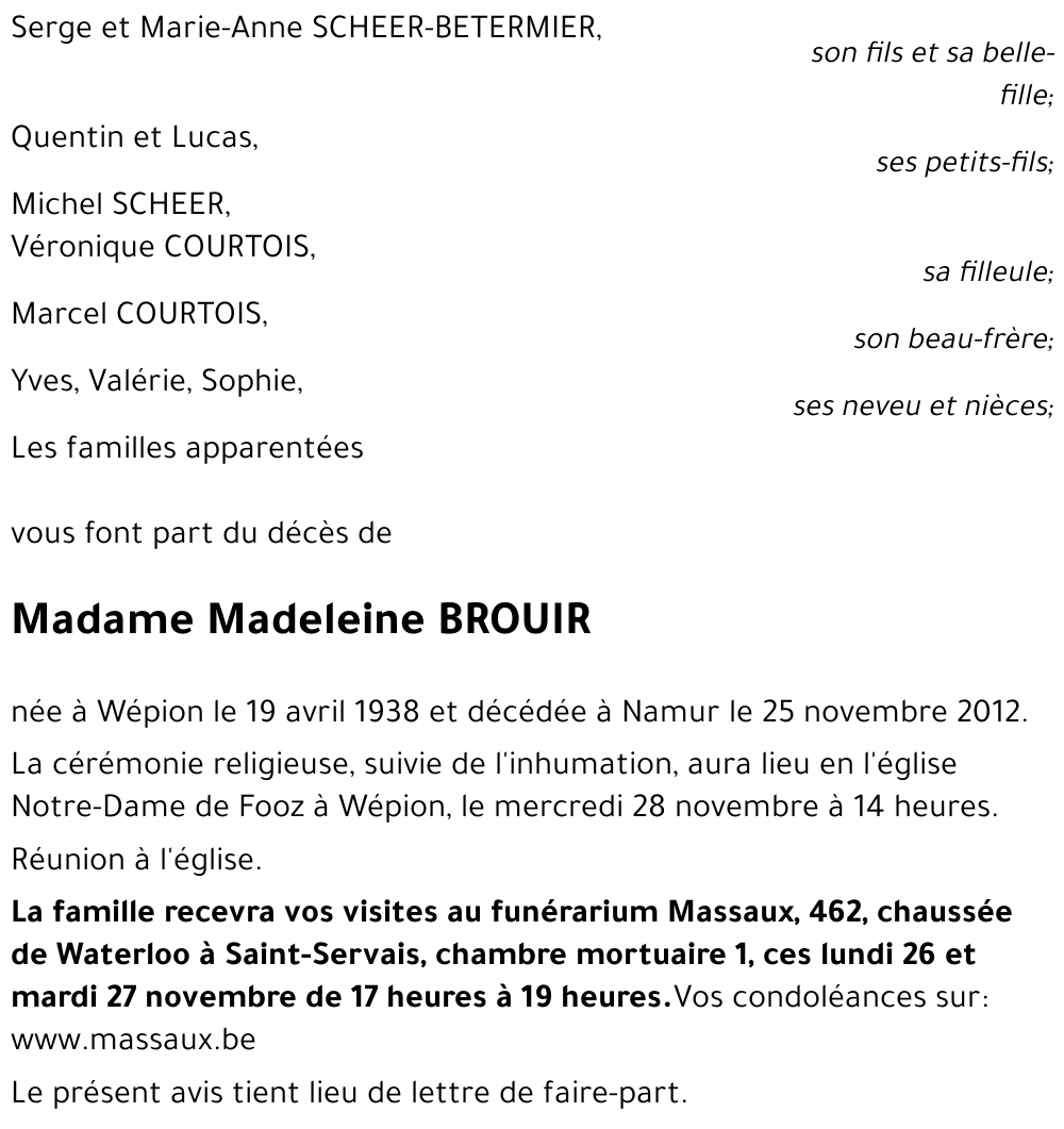 Madeleine BROUIR