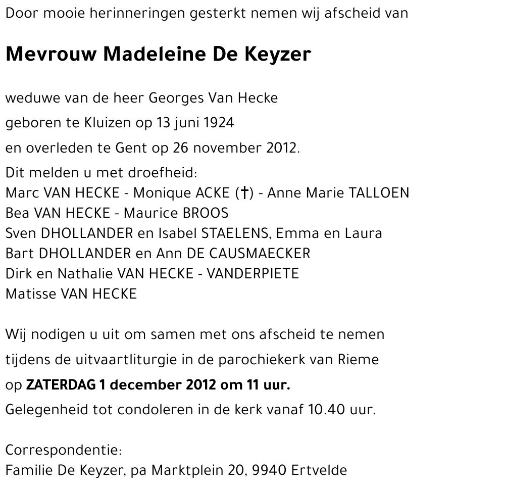 Madeleine De Keyzer