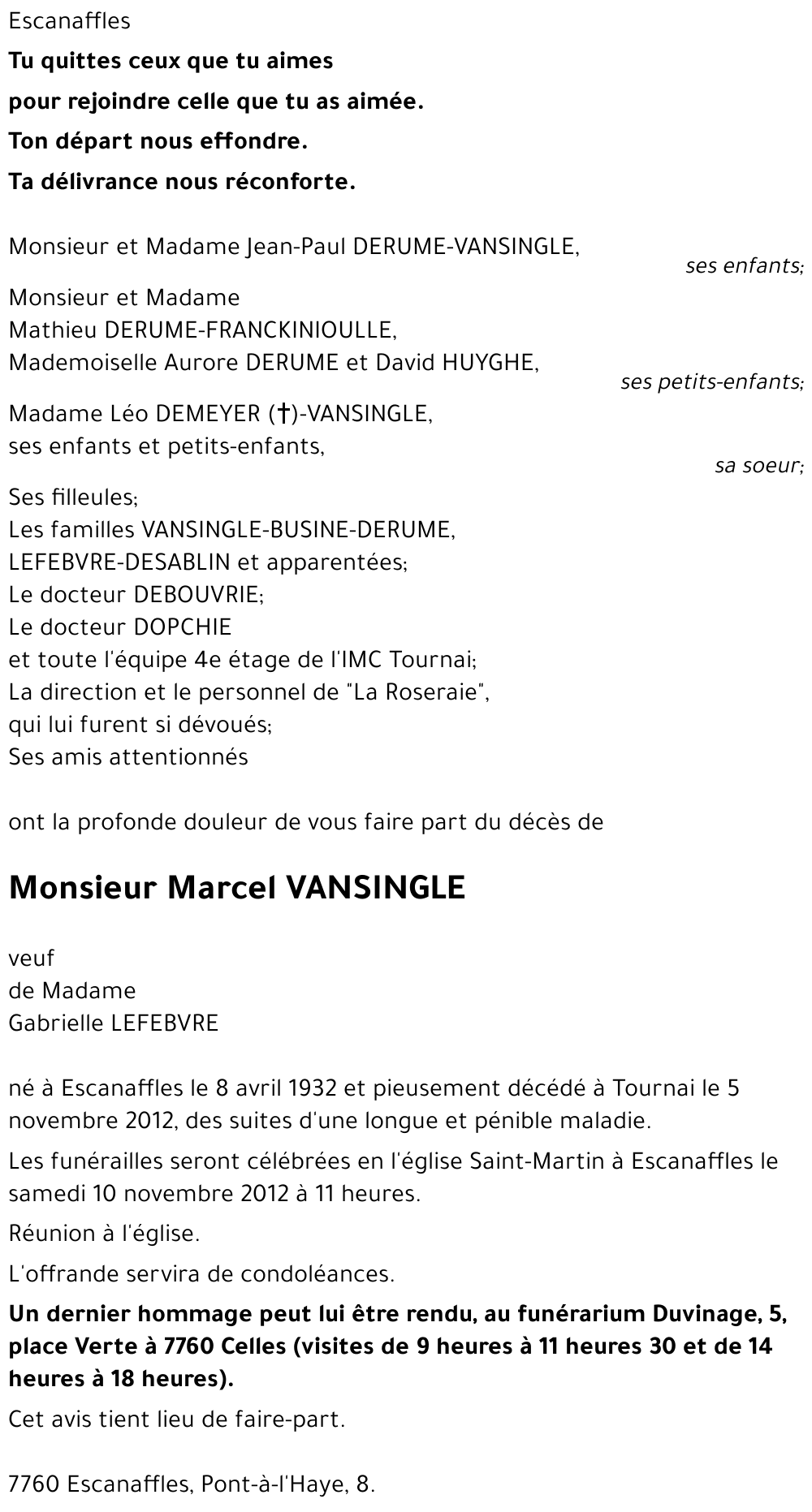 Marcel VANSINGLE