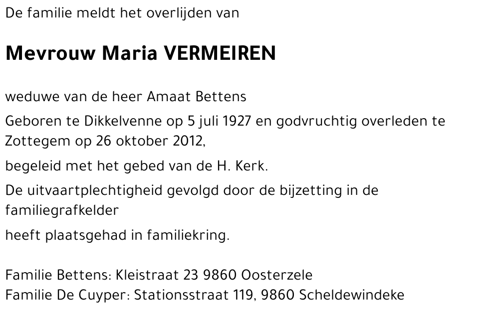 Maria VERMEIREN