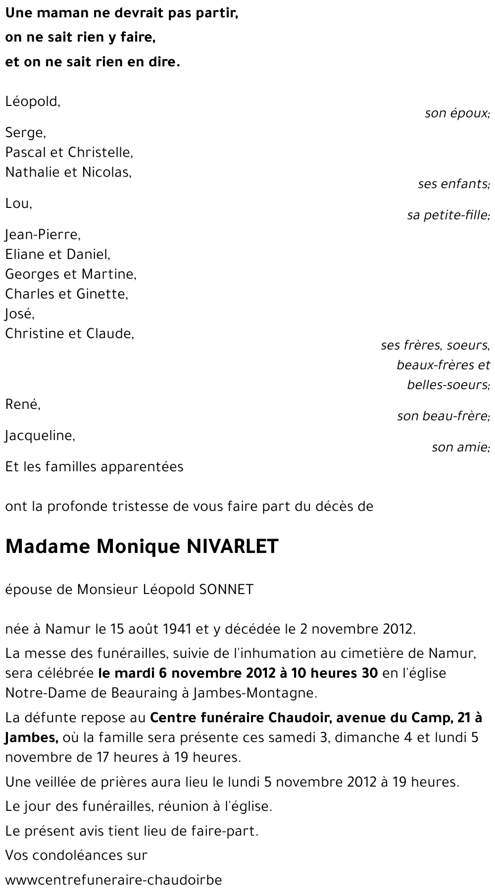 Monique NIVARLET