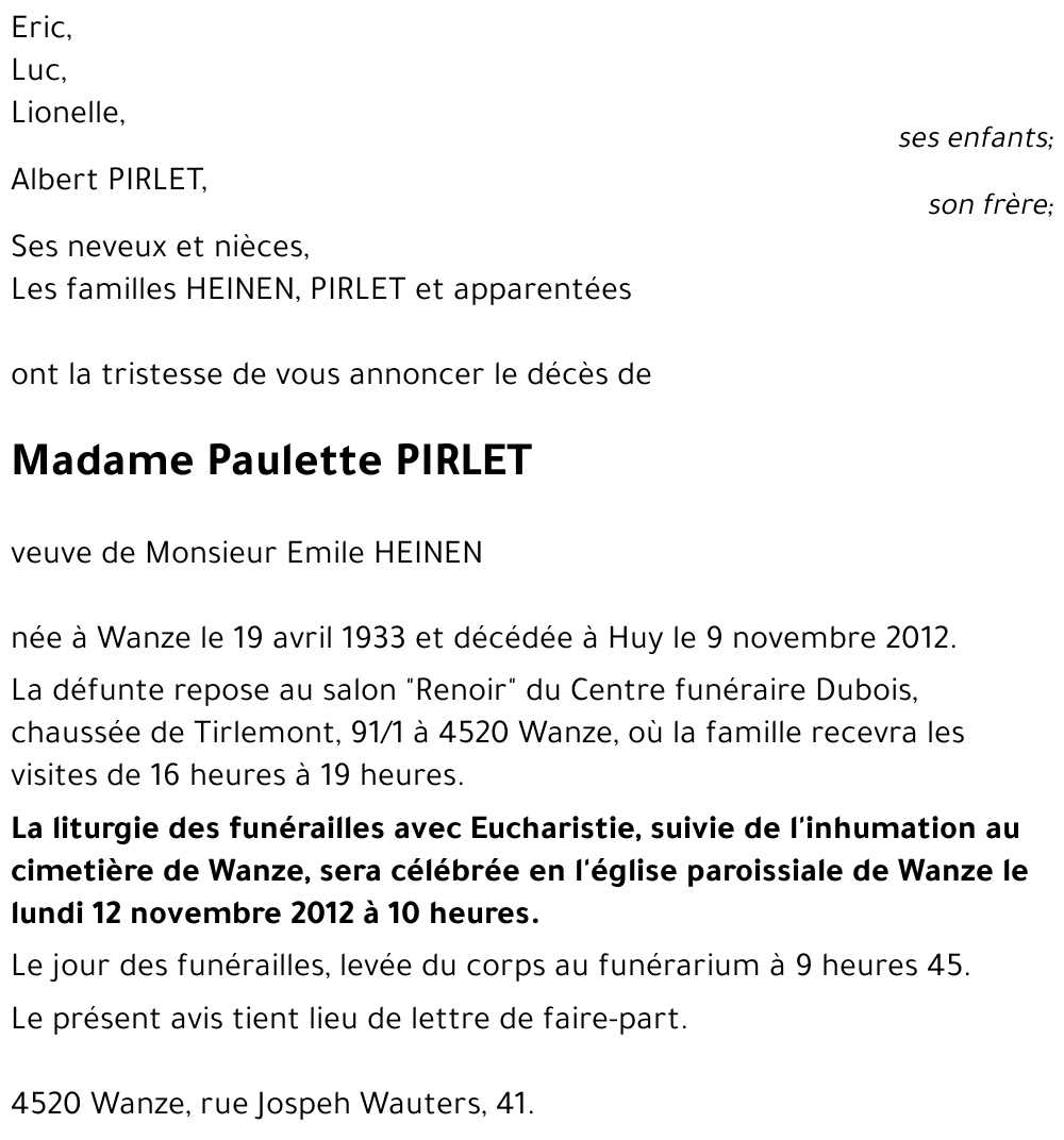 Paulette PIRLET