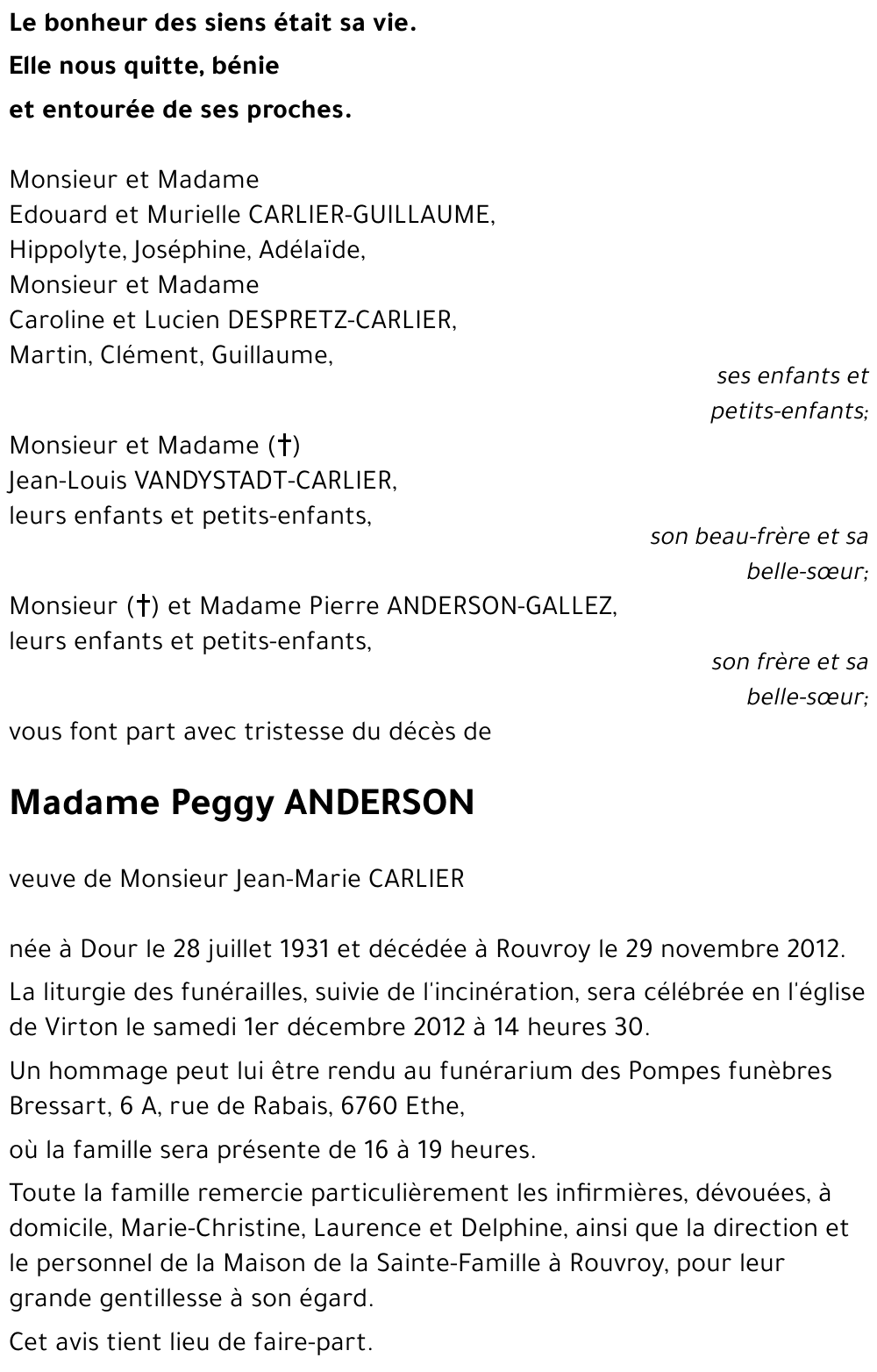 Peggy ANDERSON