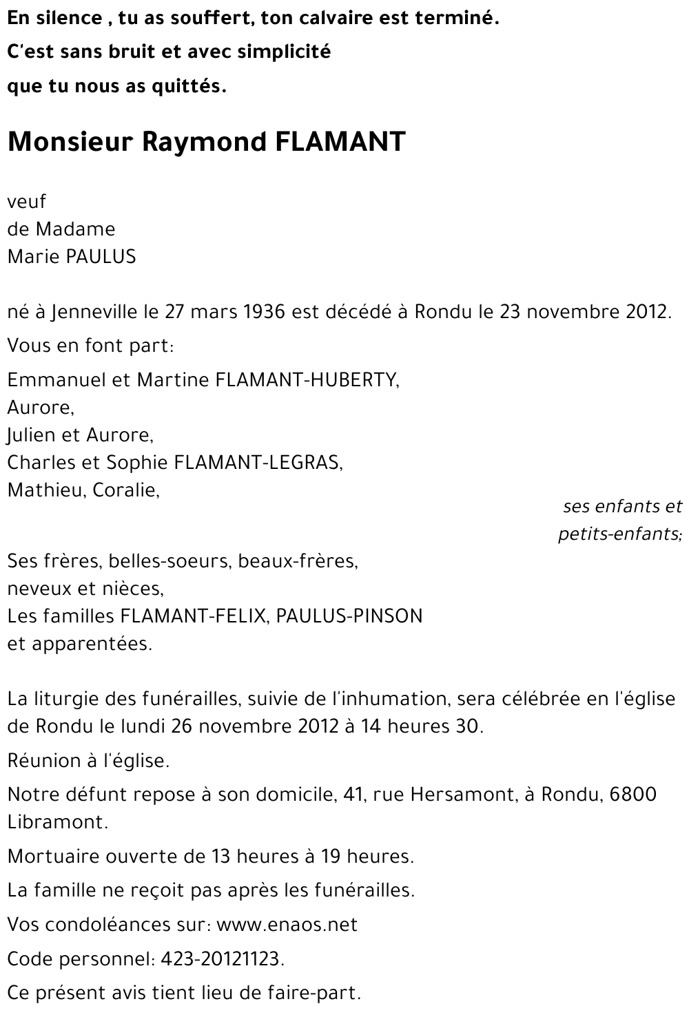 Raymond FLAMANT