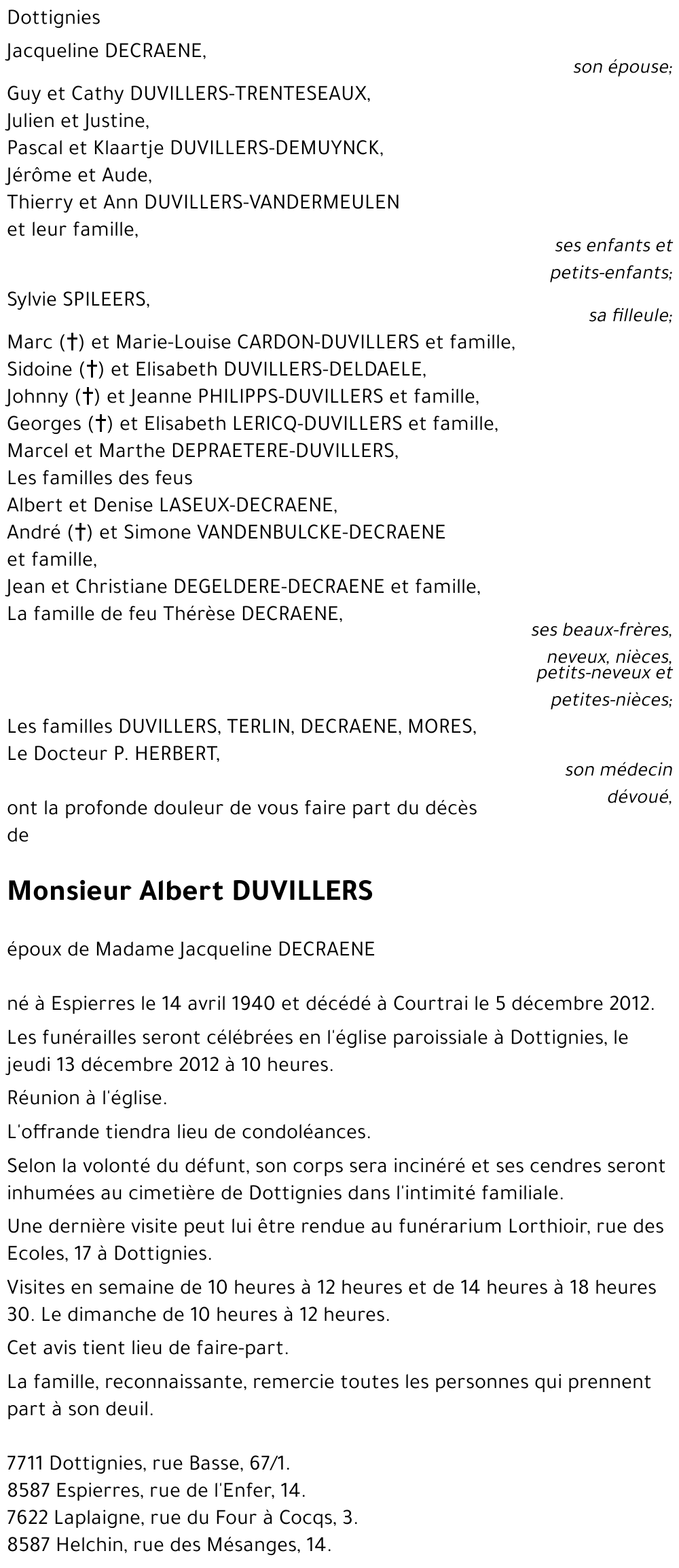 Albert DUVILLERS
