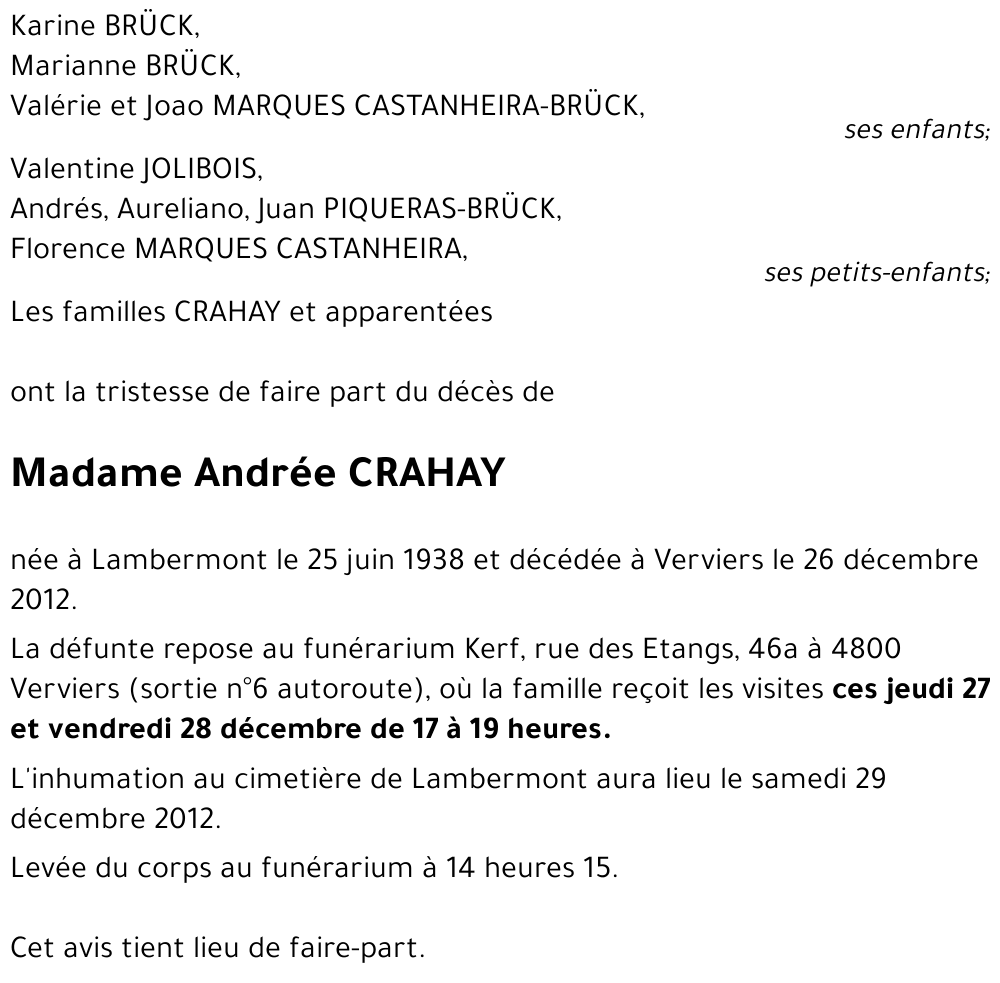 Andrée CRAHAY