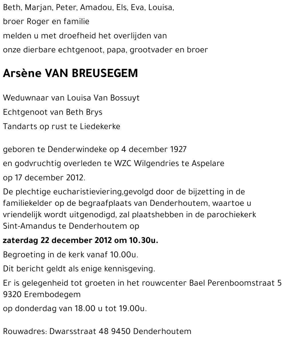 Arsène VAN BREUSEGEM